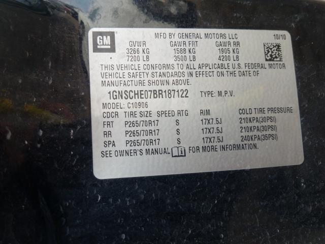 2011 CHEVROLET SUBURBAN C 1GNSCHE07BR187122