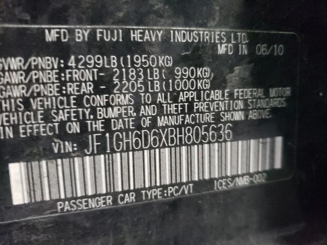 2011 SUBARU IMPREZA OU JF1GH6D6XBH805636