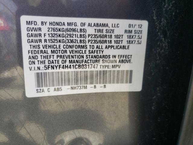 2012 HONDA PILOT EX 5FNYF4H41CB031747
