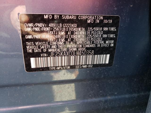 2020 SUBARU FORESTER T JF2SKAXC0LH450358