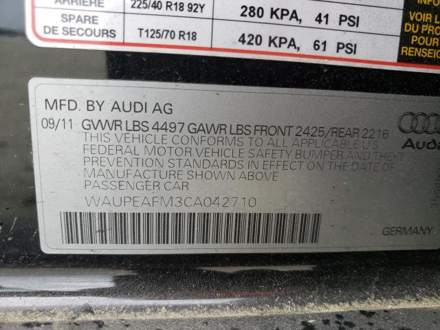 2012 AUDI A3 PREMIUM WAUPEAFM3CA042710