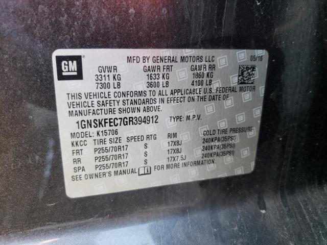 2016 CHEVROLET TAHOE SPEC 1GNSKFEC7GR394912