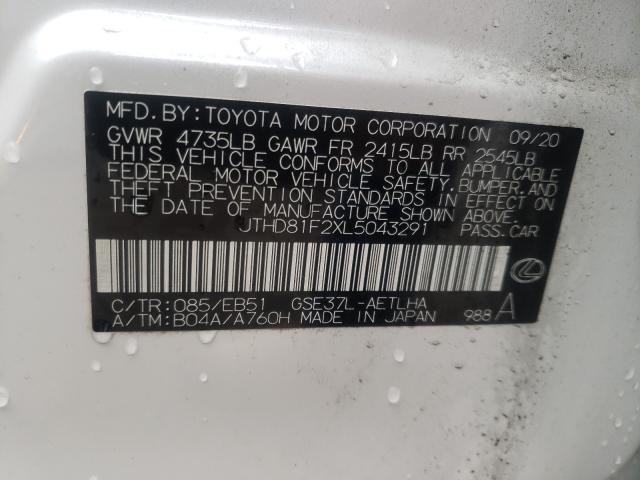 2020 LEXUS IS 300 PRE JTHD81F2XL5043291