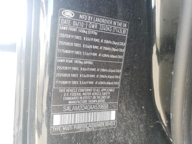 2010 LAND ROVER LR4 HSE PL SALAM2D40AA539658