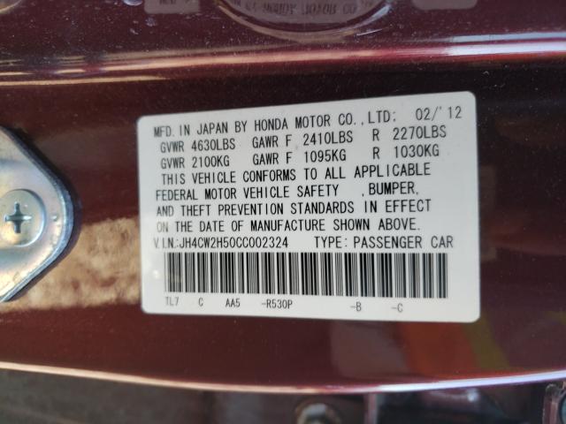 2012 ACURA TSX JH4CW2H50CC002324