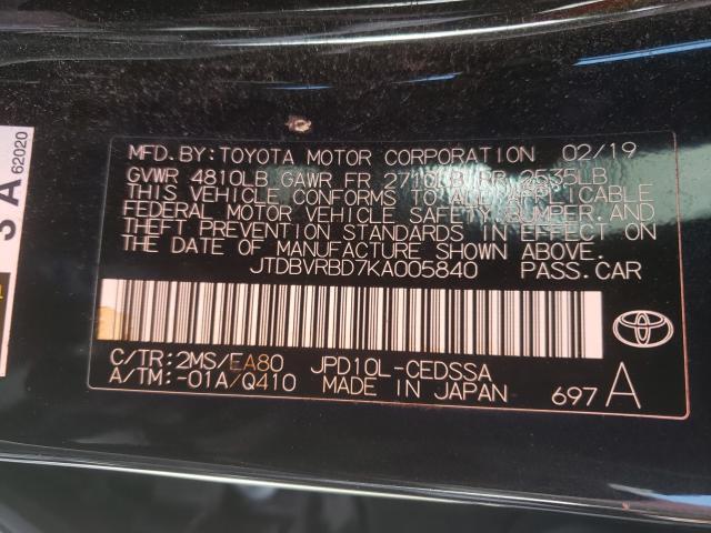 2019 TOYOTA MIRAI JTDBVRBD7KA005840