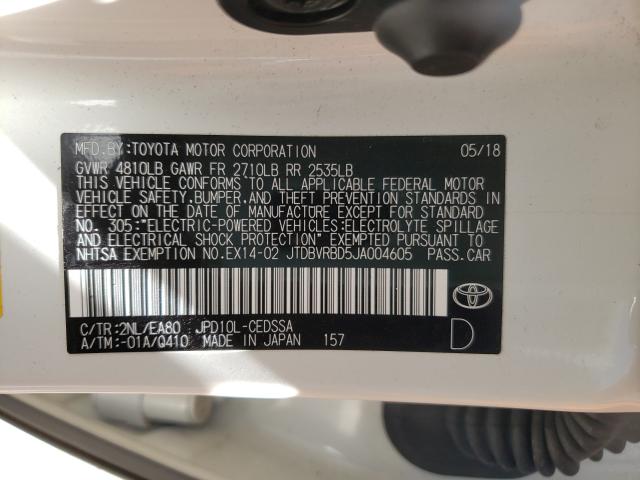 2018 TOYOTA MIRAI JTDBVRBD5JA004605