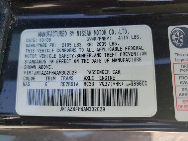 2010 NISSAN 370Z JN1AZ4FH4AM302029