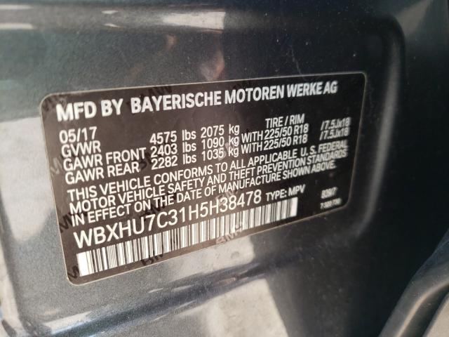 2017 BMW X1 SDRIVE2 WBXHU7C31H5H38478