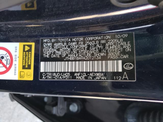 2010 LEXUS HS 250H JTHBB1BA9A2012134