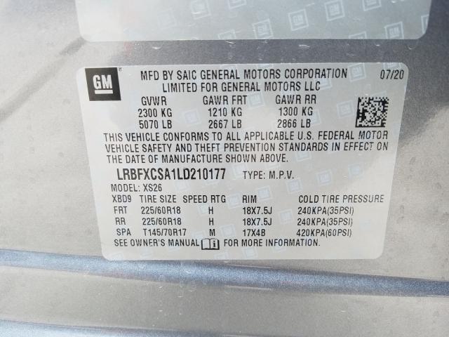 2020 BUICK ENVISION E LRBFXCSA1LD210177