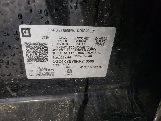 2019 CHEVROLET SILVERADO 1GC4KYEY9KF246506