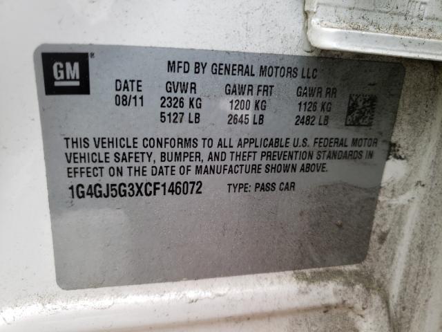 2012 BUICK LACROSSE T 1G4GJ5G3XCF146072