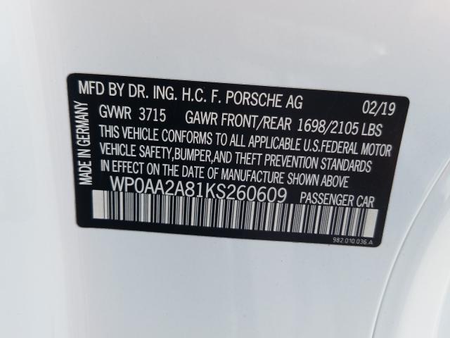 2019 PORSCHE CAYMAN BAS WP0AA2A81KS260609