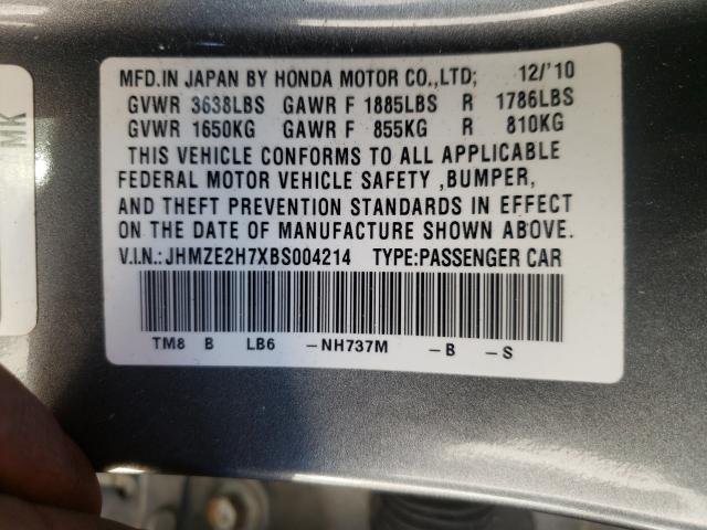 2011 HONDA INSIGHT EX JHMZE2H7XBS004214
