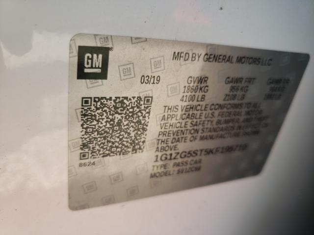 2019 CHEVROLET MALIBU RS 1G1ZG5ST5KF195710
