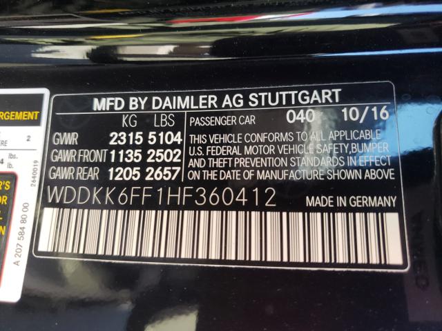 2017 MERCEDES-BENZ E 400 WDDKK6FF1HF360412