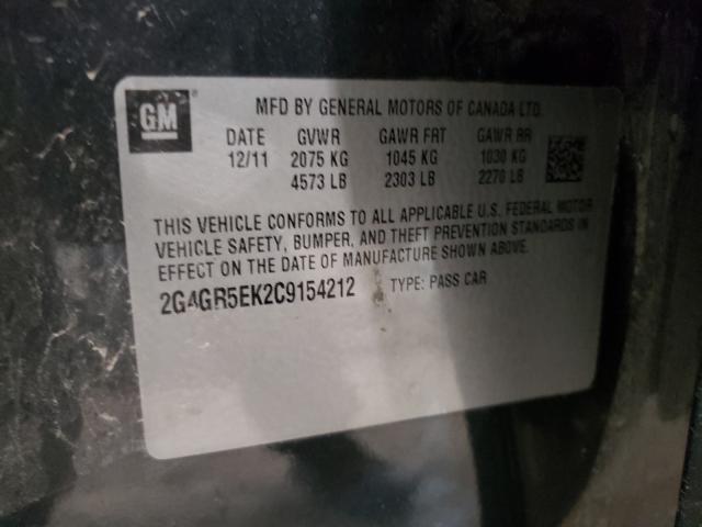 2012 BUICK REGAL 2G4GR5EK2C9154212