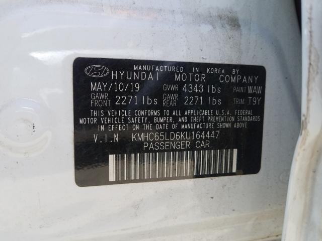 2019 HYUNDAI IONIQ KMHC65LD6KU164447