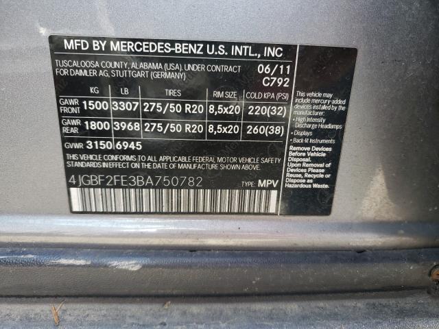 2011 MERCEDES-BENZ GL 350 BLU 4JGBF2FE3BA750782