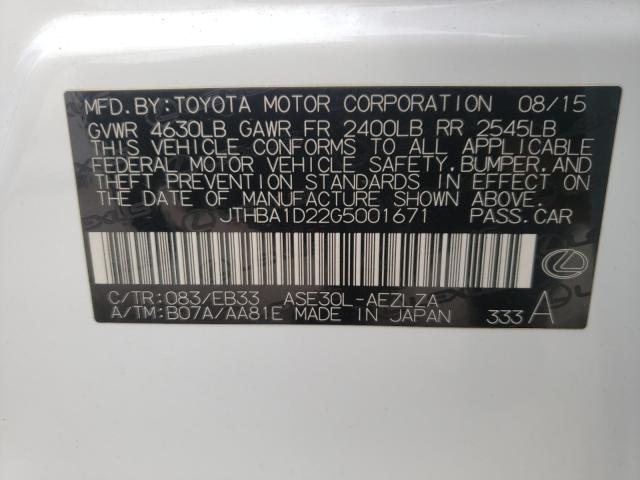 2016 LEXUS IS 200T JTHBA1D22G5001671