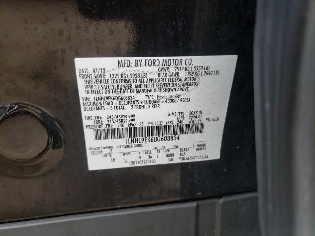 2013 LINCOLN MKS 1LNHL9EK6DG608834