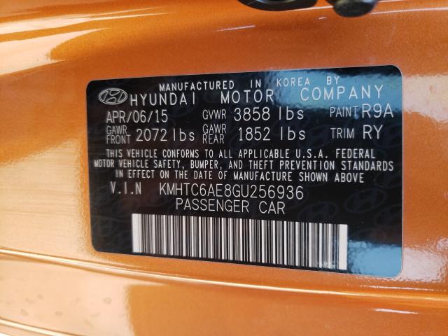 2016 HYUNDAI VELOSTER T KMHTC6AE8GU256936