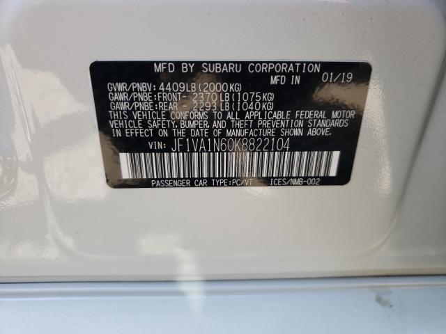 2019 SUBARU WRX LIMITE JF1VA1N60K8822104