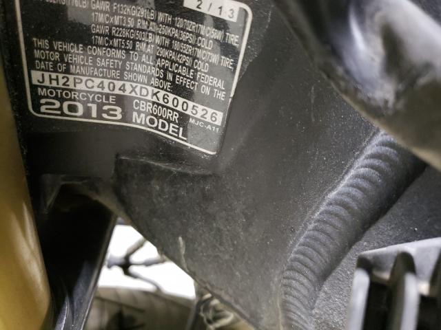 2013 HONDA CBR600 RR JH2PC404XDK600526