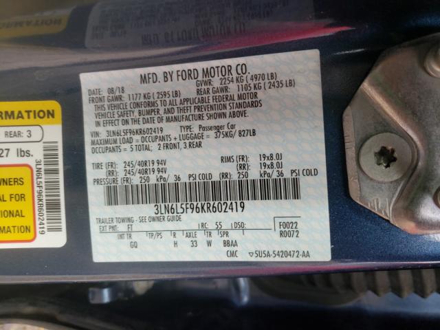 2019 LINCOLN MKZ RESERV 3LN6L5F96KR602419