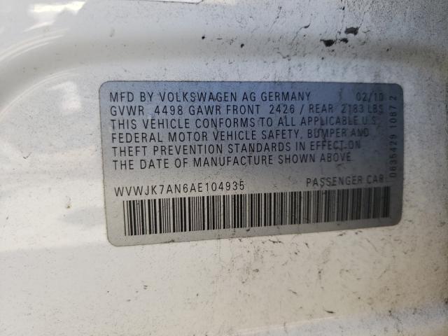2010 VOLKSWAGEN PASSAT KOM WVWJK7AN6AE104935