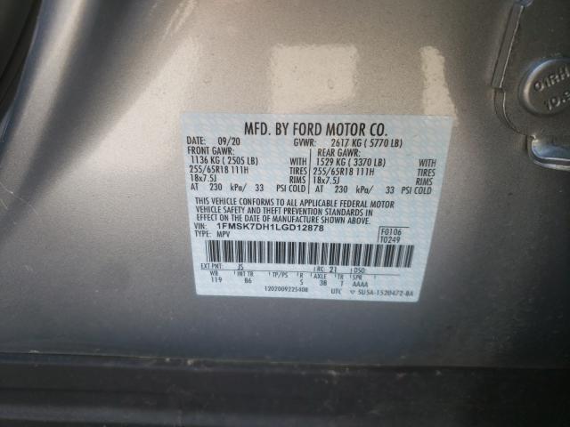 VIN 3FA6P0HD7LR148248 2020 Ford Fusion, SE no.10