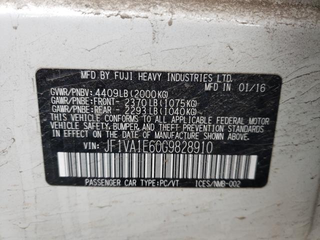 2016 SUBARU WRX PREMIU JF1VA1E60G9828910