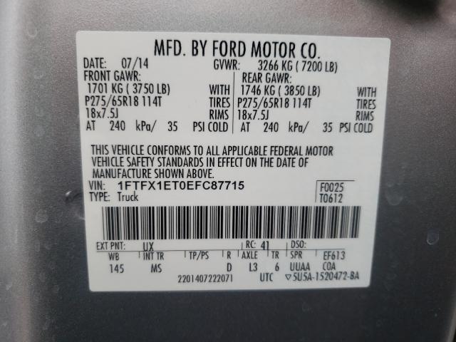 2014 FORD F150 4X4 1FTFX1ET0EFC87715