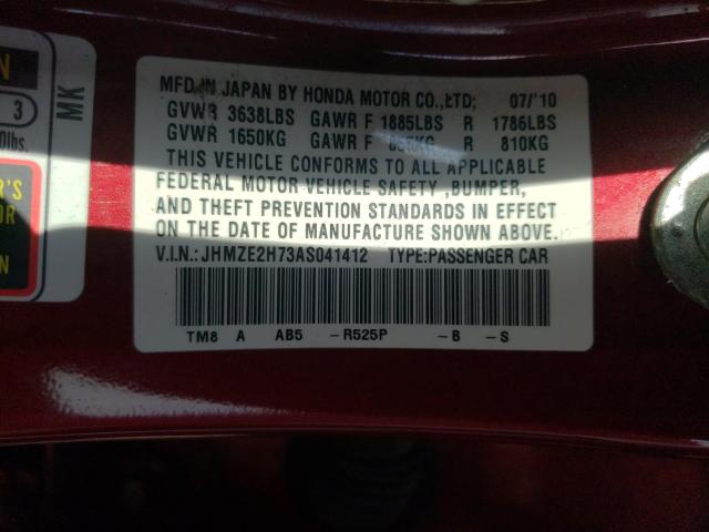 2010 HONDA INSIGHT EX JHMZE2H73AS041412