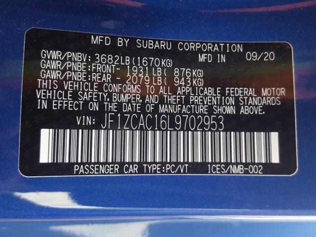 2020 SUBARU BRZ LIMITE JF1ZCAC16L9702953