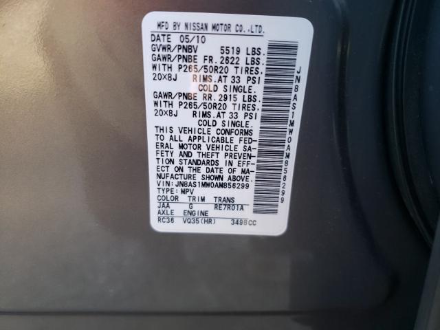 2010 INFINITI FX35 JN8AS1MW0AM856299