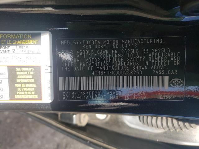 2013 TOYOTA CAMRY L 4T1BF1FK9DU258260