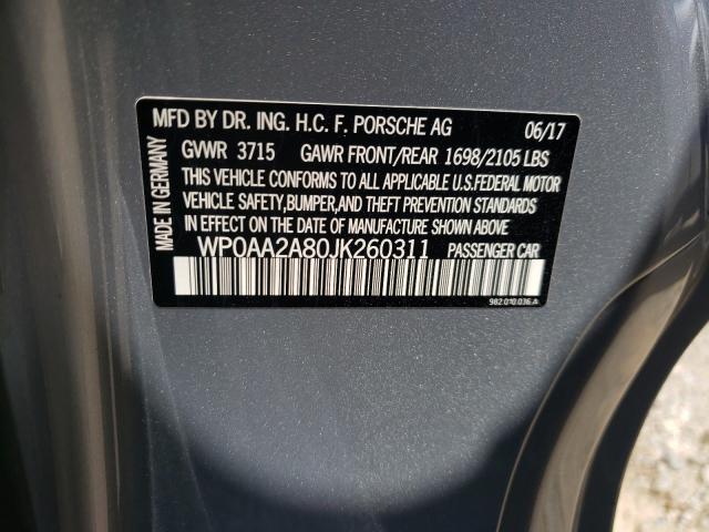 2018 PORSCHE CAYMAN WP0AA2A80JK260311