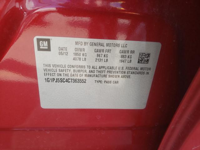 2012 CHEVROLET CRUZE ECO 1G1PJ5SC4C7363552