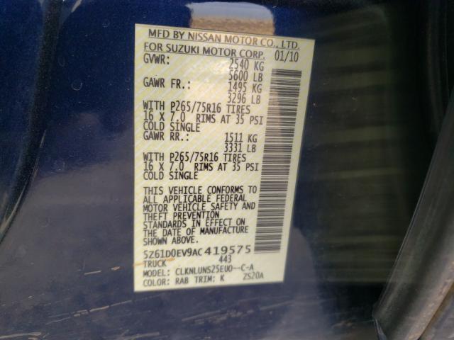 2010 SUZUKI EQUATOR RM 5Z61D0EV9AC419575