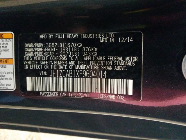 2015 SUBARU BRZ JF1ZCAB1XF9604014