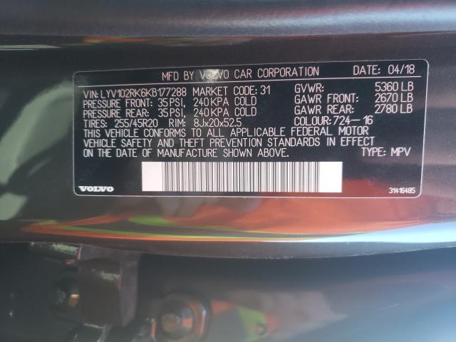 2019 VOLVO XC60 T5 LYV102RK6KB177288