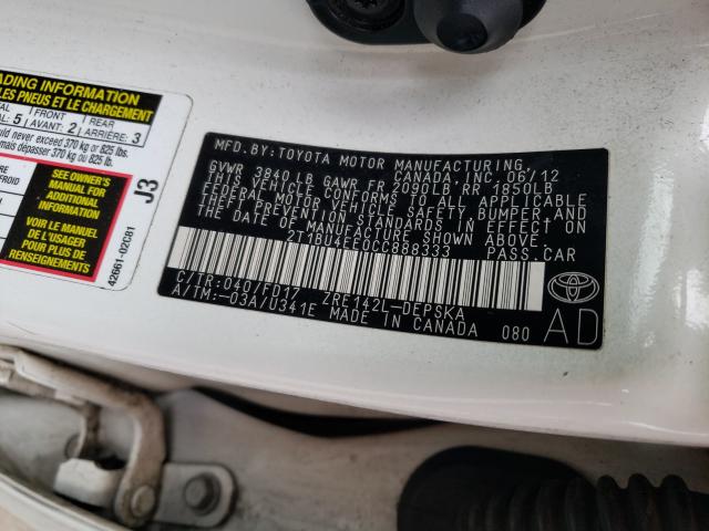 2012 TOYOTA COR L/LE/L 2T1BU4EE0CC888333