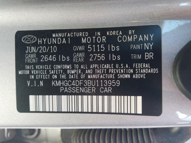 2011 HYUNDAI GENESIS 4. KMHGC4DF3BU113959