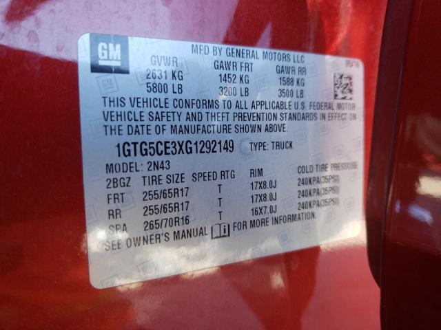 2016 GMC CANYON SLE 1GTG5CE3XG1292149