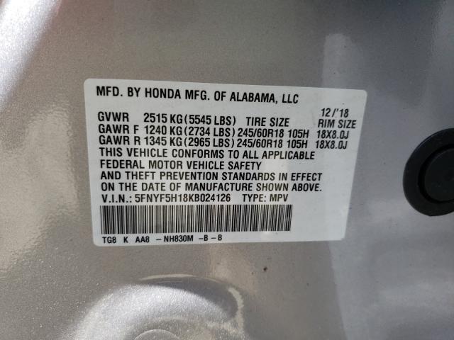 2019 HONDA PILOT LX 5FNYF5H18KB024126