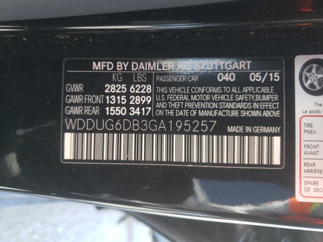 2016 MERCEDES-BENZ S 550E WDDUG6DB3GA195257