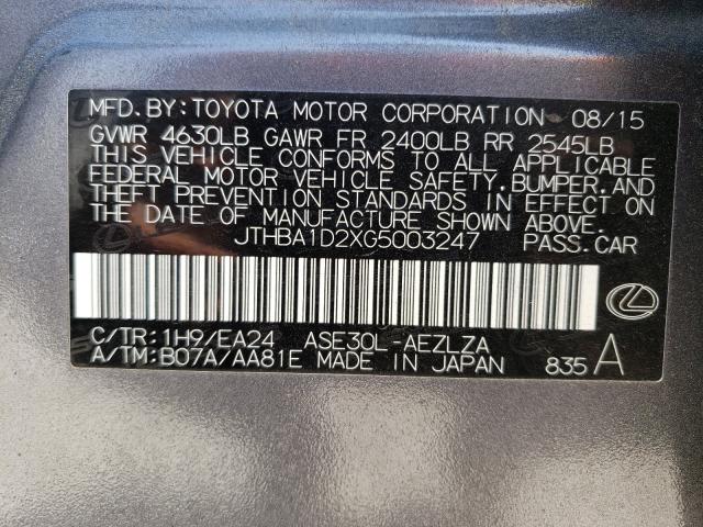 2016 LEXUS IS 200T JTHBA1D2XG5003247