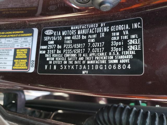 2011 KIA SORENTO BA 5XYKT3A11BG106804